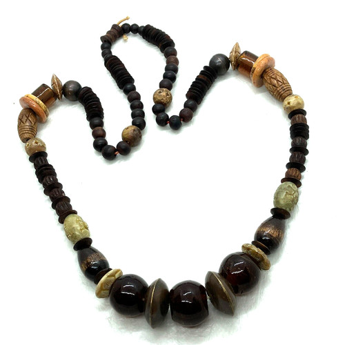 Chunky glass bead - carved, stone