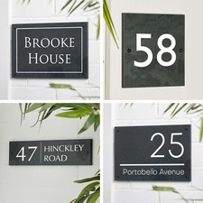 Engraved slate house sign - engraved,