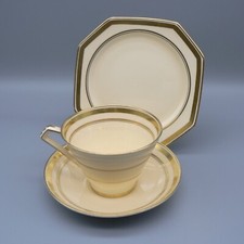 PARAGON ART DECO TEA TRIO CREAM GOLD MODERN SHAPE FINE BONE CHINA 766514 5629/3
