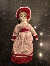 Vintage pottery Head old Doll With Red Bonnet