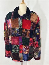 Upcycled Jacket Womens XXL Mixed Patched Velvet Boho Art Psychedellic Abstract