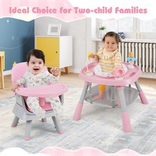 16-in-1 Convertible Baby High Chair w/ 5-Point Harness-Pink