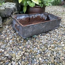 Vintage Galvanised Steel Tote Pan Storage garden planter metal BBQ Can send