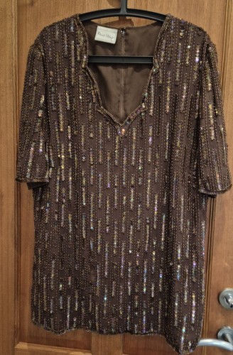 Frank usher brown - brown, sequin
