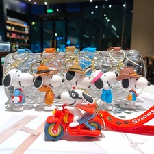Snoopy Motorbike 3D Rubber Keychains Keyring for Keys Backpack Charm Pendant