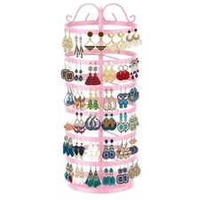 6 Tier Rotating Metal Earring Holder Organizer Adjustable Display Tree Stand
