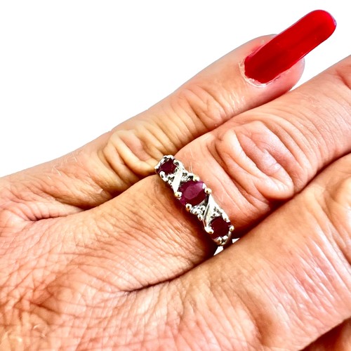 Ruby diamond 9ct gold ring - ring,