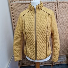 Per Una M&S Gold Quilted Jacket Coat Size 16 Women's Mustard Yellow Bomber