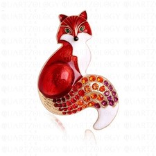 Cute red fox brooch pin - red, enamel