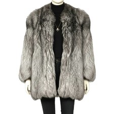 SILVER FOX Fur Coat Silver