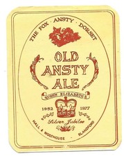 Commemorative Beer Label: Hall & Woodhouse, Old Ansty Ale -- Silver Jubilee 1977