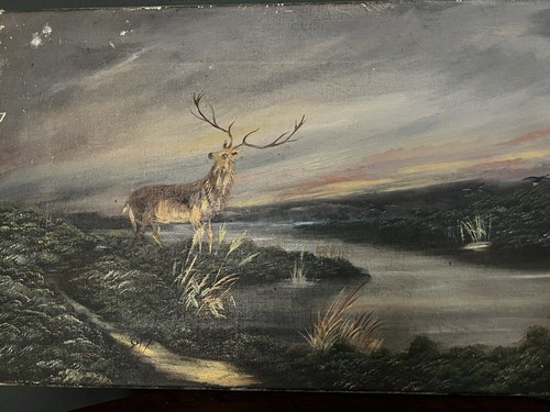 Vintage oil canvas of - oil, on