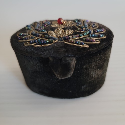 Vintage french velvet beaded - velvet,