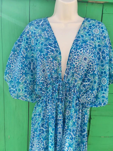 Blue paisley print - print, maxi