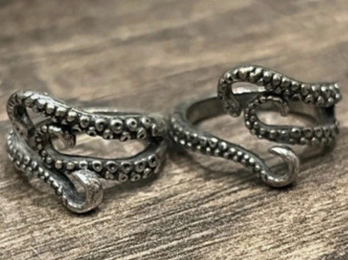Silver tone octopus tentacle - silver,