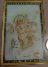 Vintage picture of Ganesh a Hindu Religious God  10x8 Inches vgc