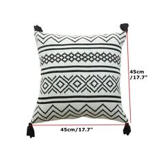 Black White Tassels Throw Sofa