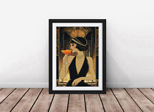 Art Deco Lady Drinking Framed