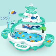 Rechargeable Magnetic Fishing Game Table with Music Rotating Disc Parent-Child I
