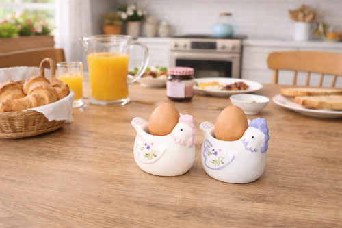 Ceramic hen egg cups - egg, set