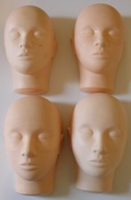 4 x Silicone Mannequin Heads : Practice, Training, Make Up, Eyelash Extensions
