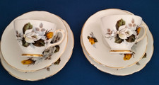 Delphine, Bone China 2 x Tea Cup, Saucer and Side Plates Trios