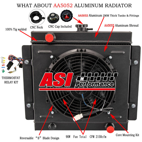 Row radiator shroud - radiator, fan