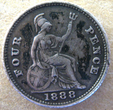1888 Groat Fourpence, Attractive Coin, Deeply Toned