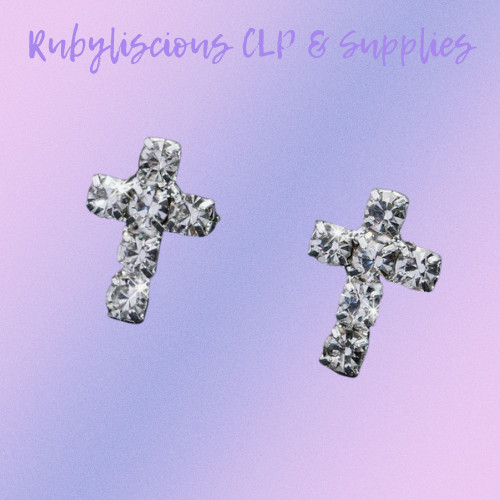 Cross earrings diamante - cross, earrings,