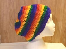 LGBT PRIDE COLOURS RASTA TAM BEANIE HAT CROCHET  MEDIUM