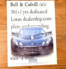 BELL & COLVILL LOTUS - COLLECTIBLE FRAMEABLE ART ORIGINAL CLASSIC CAR ADVERT