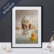 Funny Dog in Bath Print –