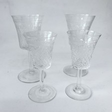 Antique Edwardian Pall Mall Sherry Liquor Glasses x 4, needle Etched c1910