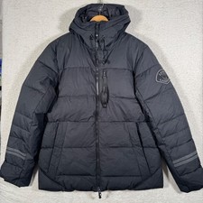 Zavetti Canada Men’s M Black Parka Hooded Jacket Winter Coat Warm Puffer Logo