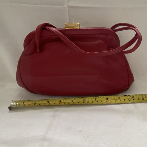 Red leather top handle bag - red,