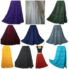 Cotton Plus Skirt Long Maxi Embroidered Boho Summer Lined Casual 16 18 20 22 24