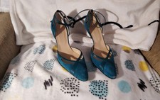 Hobbs Ladies Shoes Size 391/2 Turquoise Suede 3inch Heel Excellent Condition