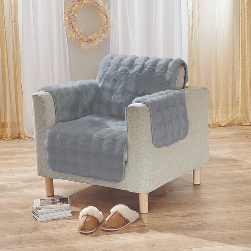 Duck egg faux fur armchair - duck,