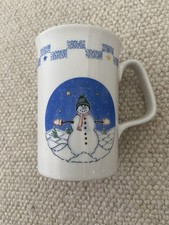Christmas Snowman Mug Unbranded Height=9.5cm x Width=6.5cm Vgc
