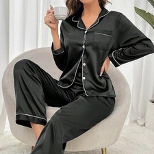 Womens Satin Pyjamas Silk Long