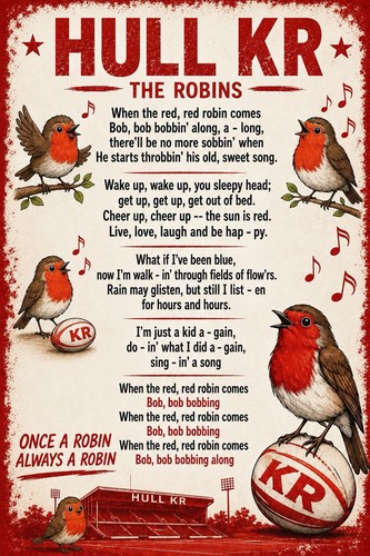 Red robin metal sign - red, hull