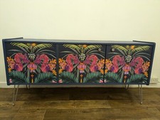 Midcentury Sideboard Upcycled Painted Blue Oriental. SOLD. COMMISSIONS.AVAILABLE