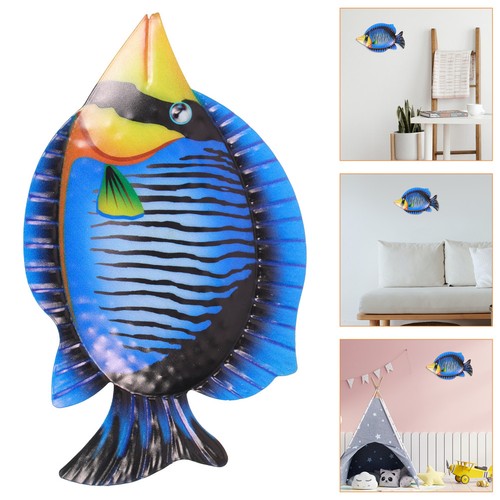 Blue iron fish wall decoration - fish,