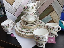 Vintage Wedgwood Hathaway Rose Bone China Tea Set. Plates, Tea Plates, Jug, Bowl