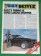Dealer Opel Team D.O.T. Driver Brochure 1974 Manta Turbo Vol 1 No 1 London Motor