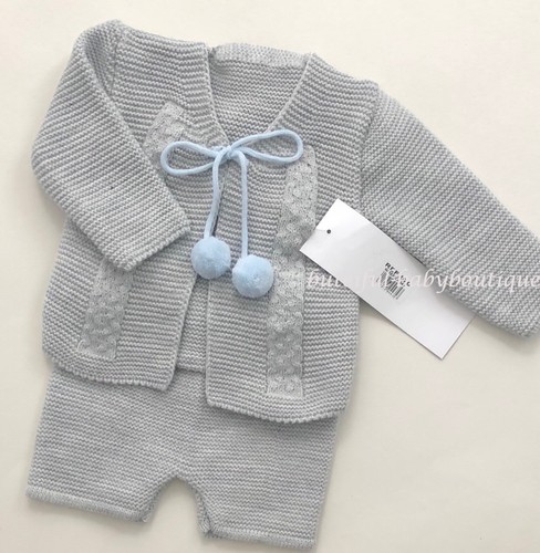Baby boys grey knitted pom - grey,