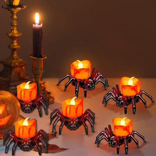 Halloween spider led candle - halloween,