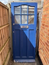 1930S FRONT DOOR WOODEN BLUE TIMBER EXTERNAL AND WHITE GLOSS INTERNAL