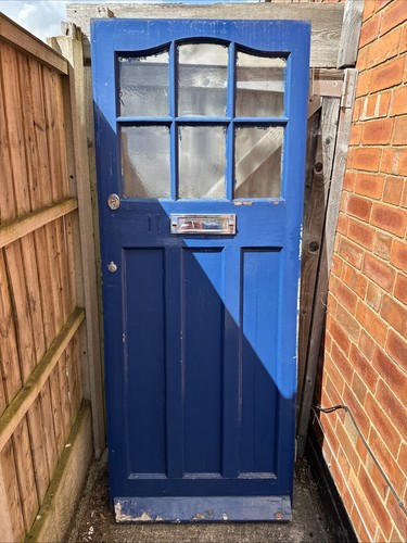 1930s front door wooden blue - front,