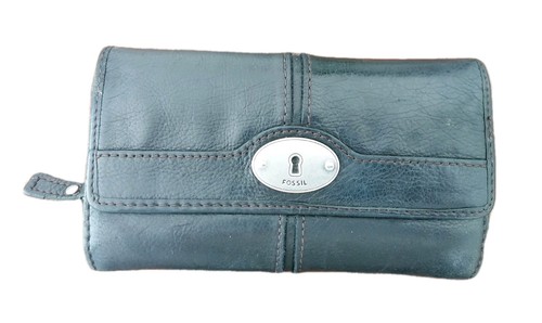 Fossil black leather purse - black,